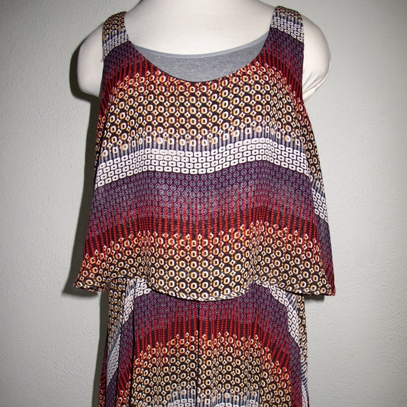 Love Delirious 2X Dress Kerchief Hem Colorful Geo - Picture 7 of 7